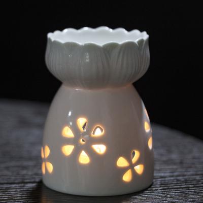 China AROMATIC Ceramic Iridescent Tarte Burner Oil Fired Essential Oil Censer Wax Burner Candle Heater Ceramic for sale