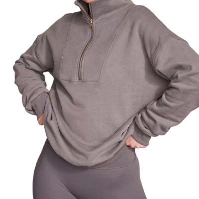 China New Anti-wrinkle Women's Hoodie And Sweatshirt 100% Cotton Quarter Zip Sweatshirt for sale