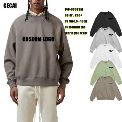 China Anti-Wrinkle Gecai Custom Logo Oversized Plain Hoodie Men's Embossed Crewneck Plus Size Blank Unisex 3D Cotton Embossed Men's Sweatshirt Men for sale