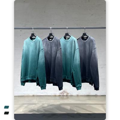 China Wholesale Anti-wrinkle Street Vintage Washed Gradient Hoodie Men Custom Crewneck Sweatshirt for sale