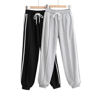 China High Quality Anti-wrinkle Sports Thick Thick Pants With Custom Logo Womens Harem Pants Casual Striped Winter Jogging for sale