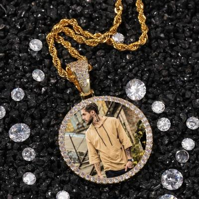 China Hiphop Hip Hop Iced Out DIY Photo Frame CZ Pendant Custom Picture Pendant Necklace Personalized Women Men Rapper Jewelry for sale