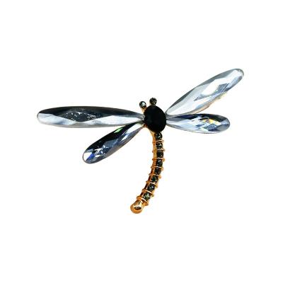 China Wholesale Stainless Steel Crystal Animal Insect Brooch Pin Accessories Designer Inspired Metal Dragonfly Pins Corsage Safety Pins for sale