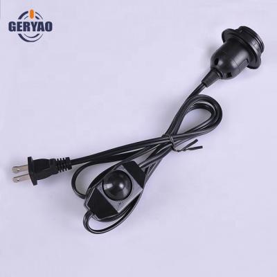 China Home Appliance Customized American Standard Male Plug Dimmer Switch Lamp Cordset With E26 Light Holder for sale