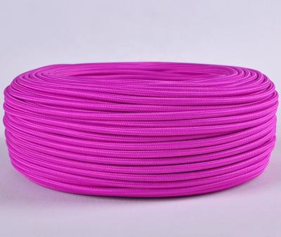 China British Round Home Appliance UK Fabric Textile Yarn , Braided Cotton Electrical Cable Fabric Covered Rope Purplish Red for sale