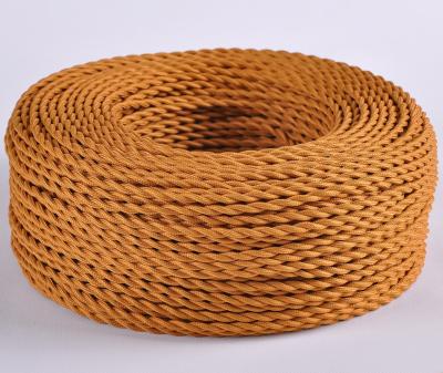 China Aerial Coffee Colored Cotton Twisted Rope Cloth Textile Twisted Electrical Copper Wire Weaving Cable for sale