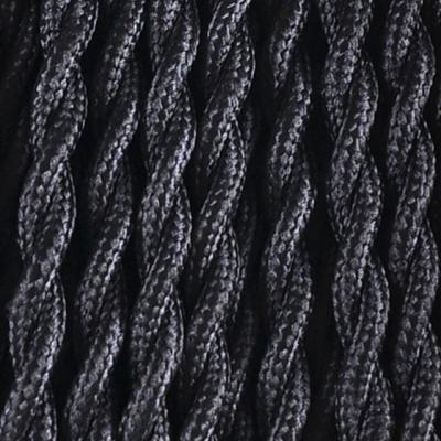 China Overhead Black Colored Antique Textile Wire Braided Extension Light Cable Fabric Twisted Electrical Wire for sale