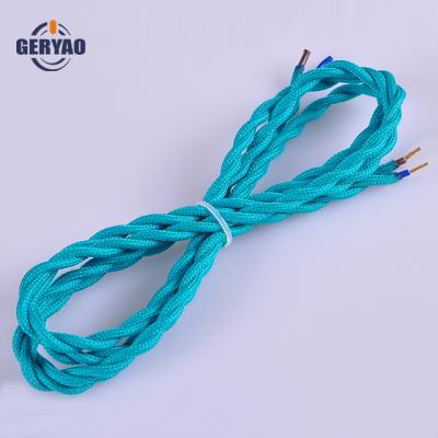 China Lighting Wholesale Dark Green Twisted Textile Cable Cord Cloth , Textile Cable Cloth Electrical Wire for sale