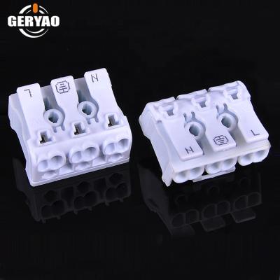 China Collector Controller Factory Price 3 Ways Posts Push In Wire Quick Connector Screwless Terminal Block for sale