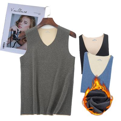 China Winter QUICK DRY Mens Fleece Striped Tank Top Thermal Skinny Underwear Tops Vests Indoor Wear for sale