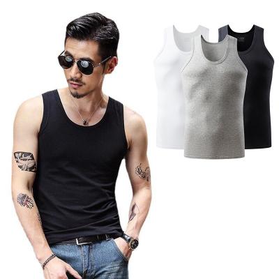 China Anti-pilling All Seasons Stretch Slim Man Gym Sports Invest Cotton Sleeveless Fitness Man Vest Beater Men's Breathable Tank Tops for sale