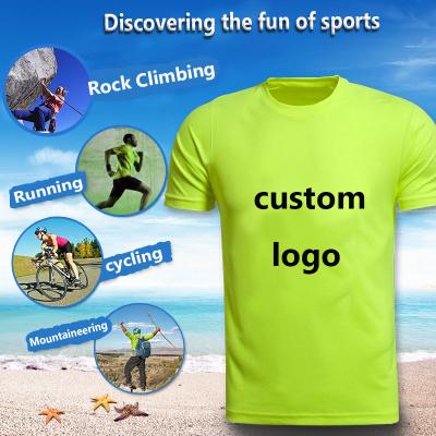 China Custom Anti-Wrinkle White T-shirt Your Own Brand Unisex 100% Polyester Blank T-shirt Printing Breathable Spring Summer Sport T Shirt for sale