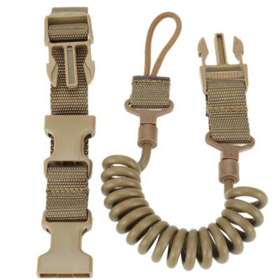 China Hands Free Tan Retractable Spring Quick Release Survival Safety Gun Sling Lanyard For Firearm for sale