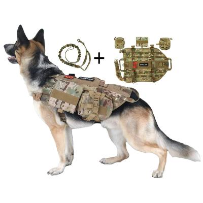 China Viable Military Tactical Dog Harness Molle Vest Nylon Adjustable Dog Training Service Coat for sale