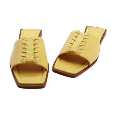 China Hot sale square toe flat women slip on shoes quality sandals and flats for ladies female casual shoes and sandals for sale