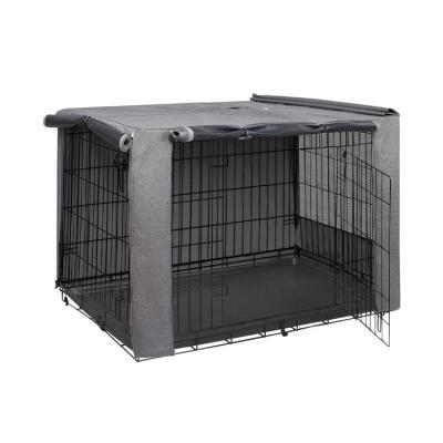 China Windproof high quality dustproof 600D Polyester Outdoor Durable Waterproof Pet Kennel Cages cover Dog Crate Cover for sale