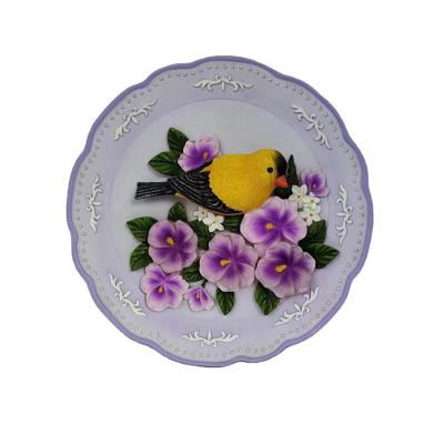 China Worldwide Custom Purple Resin Flower Decorative Resin Dishes Lit Dish With Stand For Home Table for sale