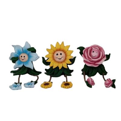 China New World Resin Opens Flowers Hanging Feet Painted Colorful Outdoor Garden Decoration Cute Ornaments for sale