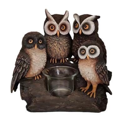 China The Global Hot Sale Various Owl Statue Funny Bird Figurines Artificial Ornaments Candlestick Decorative Craft for sale