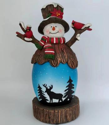 China Hand Painted Resin Christmas Snowman Statues Christmas World Outdoor Snowman Figurine Decorations for sale