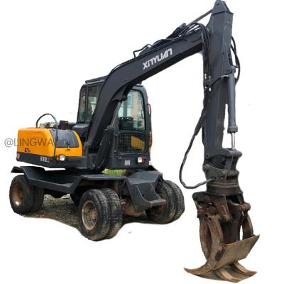 China Good used excavator small wheel type digger Xinyuan75 XY75W-9 7Ton wheel excavator for sale low price O.3mÂ³ for sale