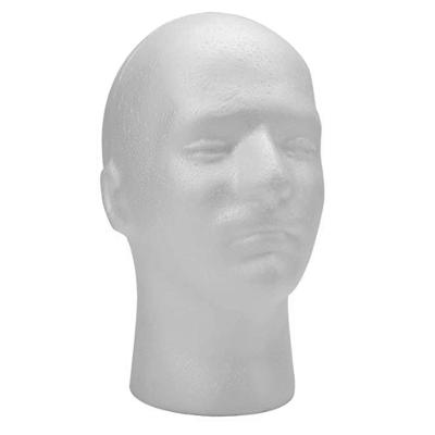 China Other Man Foam Mannequin Head Model Styrofoam Male Head With Stand For Wig Cap Display for sale