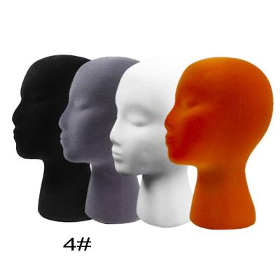 China Customized Main Color Velvet Covered Women Foam Mannequin Head For Wig Display Styrofoam Mannequin Head For Hat Glasses for sale