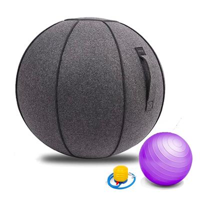 China Round Sitting Ball Chair Exercise Office Balance Yoga Ball Chair With Cover In Size 55 65 75cm for sale