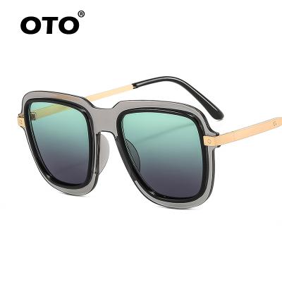 China Anti UV400 OTO 2022 new square plastic frame ladies shape sunglasses with metal sunglass temples for sale