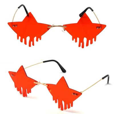 China Red Unique Five-pointed Star Sunglasses Fashionable Women Environmental Friendly Funny Rimless Party Sunglasses For Kids for sale