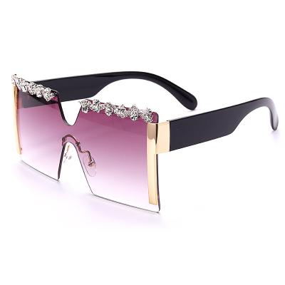 China Oversized Anti UV400 Shades Fit Diamond Glasses Bling Women Luxury Rhinestone Sunglasses 2021 Sun Glass for sale