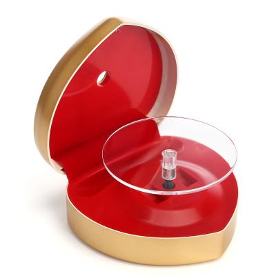 China 360 Diameter Solar Heart Shaped Gift Box Display Stand Left and Right 10cm Degree of Rotation for Makeup, Earring, Jewelry and Photography for sale