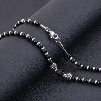 China Trendy Designer Custom Made Mens Jewelry Custom Size and Design Stainless Steel Agate Bead Necklace for sale