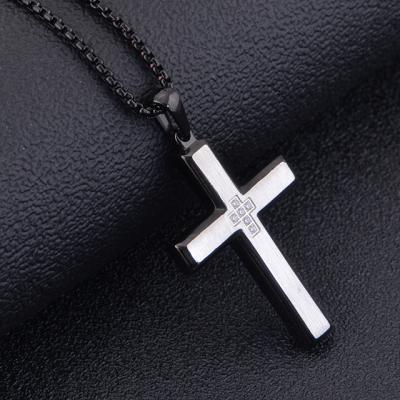 China Trendy Custom Jewelry Men's Fashion Stainless Steel Faith Jesus Men's Cross Pendant Necklace for sale