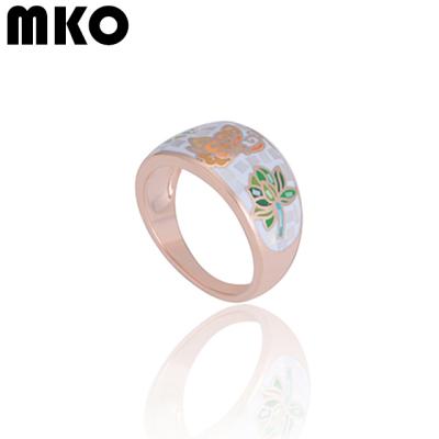 China Trendy Ring Jewelry Womens 925 Sterling Silver Shell Enamel Rose Gold Ring Gift Jewelry for sale