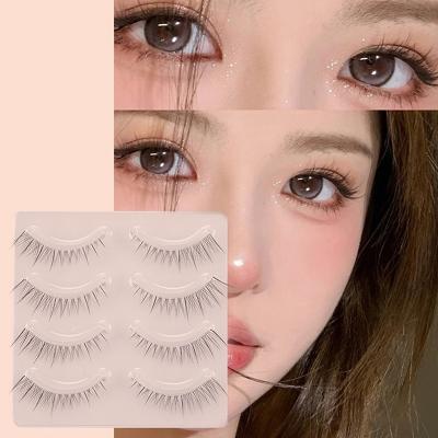 China Hand Made Short Light False Eyelashes 4pairs 3D Natural Soft Natural Mink Eyelash Extension False Eyelashes Wispy Fluffy Soft Lashes Makeup Tools for sale