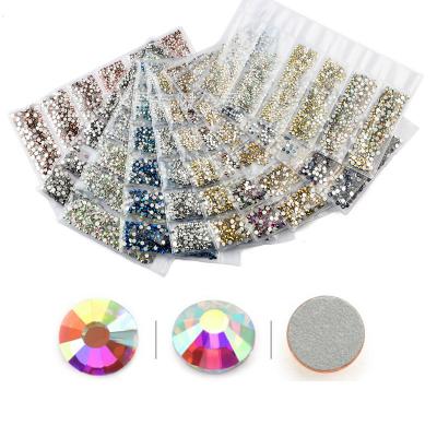 China 1728pcs/bag rhinestone rhinestone drill flat bottom ins sale nail accessories crystal glass eco-friendly material manicure hot drill diy nail jewelry for sale