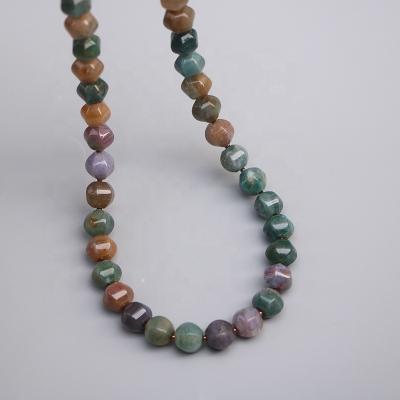 China Vintage High Quality 12mm Indian Agate Lantern Beads Short Necklace Women Handmade Natural Stone Jewelry for sale