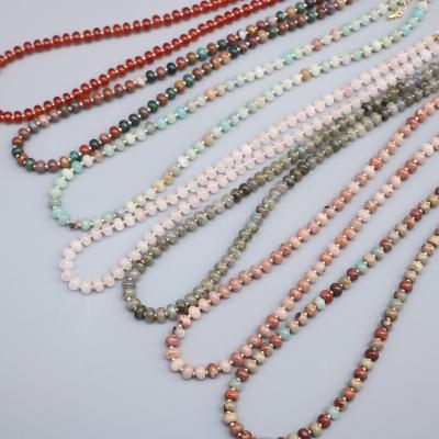 China Wholesale Vintage Abacus Beads Choker Necklace For Women Girls Amazonite Labradorite Rose Quartz Natural Stone Jewelry for sale