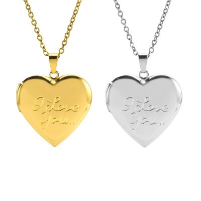 China FASHIONABLE heart pendant stainless steel gold color gold color women pendant necklace women girls lettered i love you gift for sale