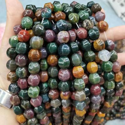 China 2022 New Vintage Colorful Indian Agate Lantern Stone Natural Jasper Loose Beads For DIY Jewelry Making Factory Price for sale