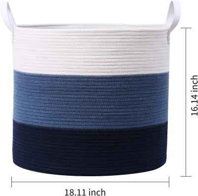 China Sustainable Handmade Eco-Friendly Handmade Nursery Basket Storage Rope Cotton S/2 Covering Basket for sale