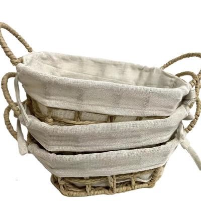 China Hand Made Food Bread Storage Basket With Lining for sale