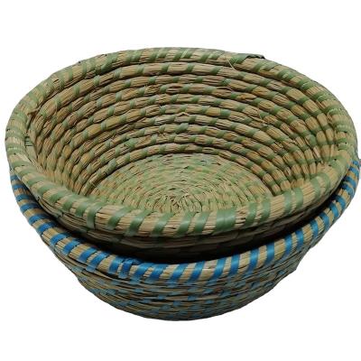 China Sustainable Hot Straw Storage Basket Set Of Two for sale