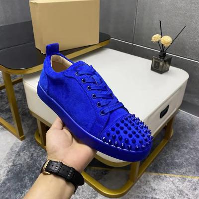 China Fashion Trend Wholesale Black With Spikes Brand Red Bottom Men Genuine Leather Famous Brands Shoes For Women Luxury Designer Sneakers for sale