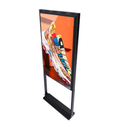 China 55 inch indoor indoor advertising lcd display high brightness double sides floorstanding window facing display for sale