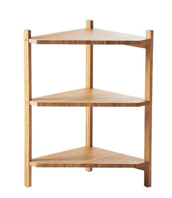 China Simple 3-Tier Bamboo Shelf Kitchen Living Room Bathroom Shelf Corner Shower Floor Wooden Shelf European Style Viable Storage for sale