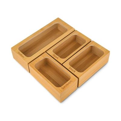 China Sustainable Bamboo Storage Box Drawer Storage Bamboo Bag Compatible With Snacks Of Various Sizes Bag Box for sale