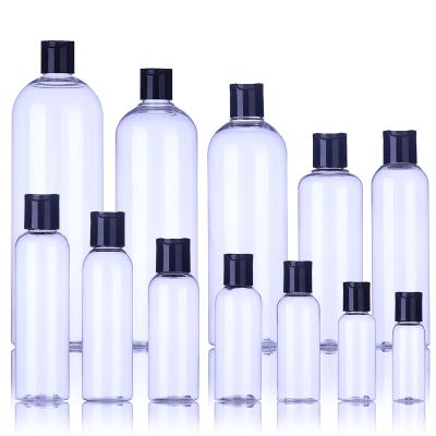 China BEAUTY PACK Press Cap PET Plastic Bottles Transparent Clear Round Bottle 1OZ 2OZ 3OZ 4OZ 5OZ 6OZ 7OZ 8OZ 10OZ 16OZ 22OZ 25OZ 30OZ 35OZ for sale