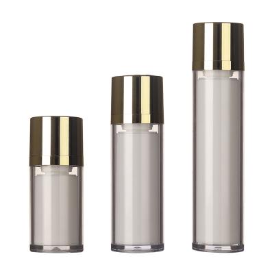 China BEAUTY PACKAGING bottle BEAUTY lotion plastic pump empty skin care cosmetic packaging emulsion bottle plate gold silver 15ml 30ml 50ml for sale